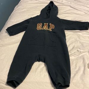 Baby Gap blue thick onesie. Navy blue lettering is deep red & cream